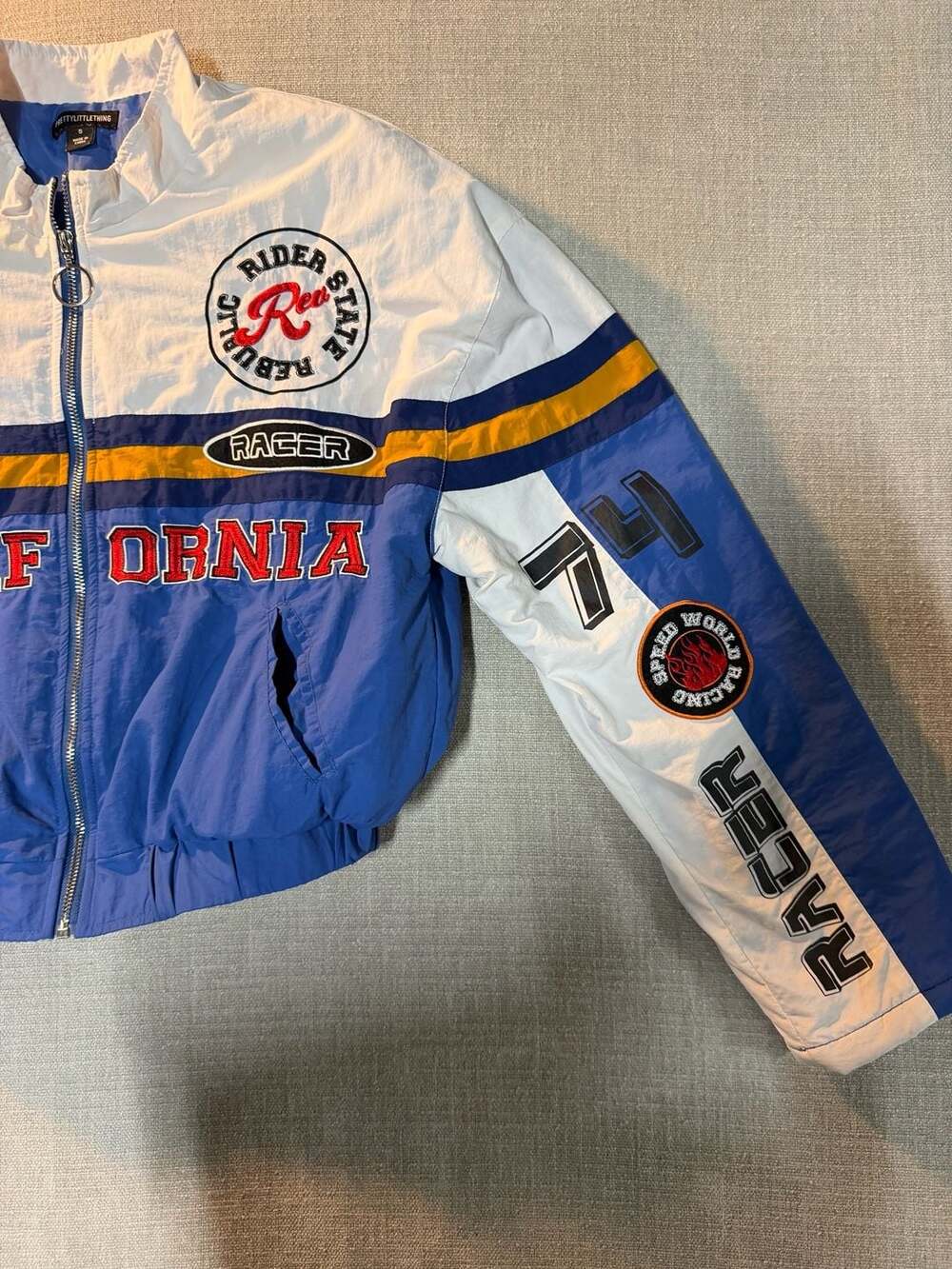 PrettyLittleThing California Racing Bomber Jacket - Picture 3 of 7